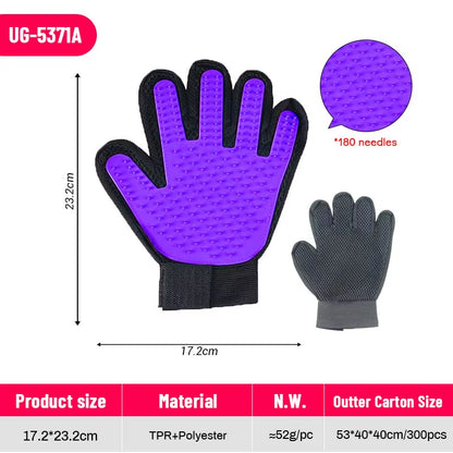 Hot Sell 2 in 1 Five Fingers Hair Removal Silicone Pet Cat Cleaning Hair Remover Grooming Deshedding and Bathing Brush Gloves