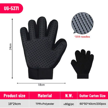 Hot Sell 2 in 1 Five Fingers Hair Removal Silicone Pet Cat Cleaning Hair Remover Grooming Deshedding and Bathing Brush Gloves