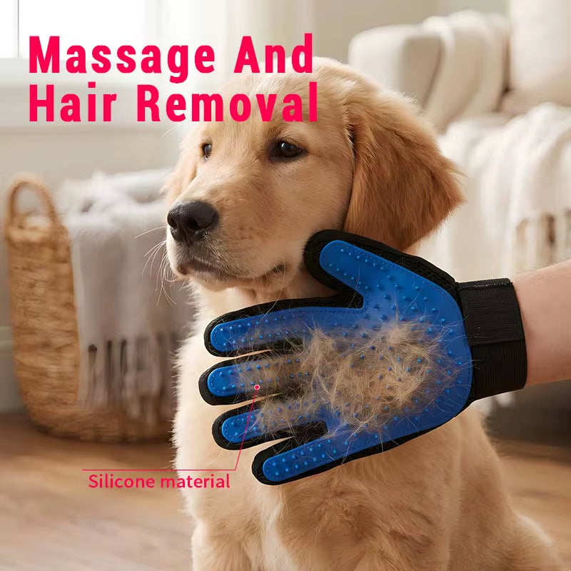 Hot Sell 2 in 1 Five Fingers Hair Removal Silicone Pet Cat Cleaning Hair Remover Grooming Deshedding and Bathing Brush Gloves