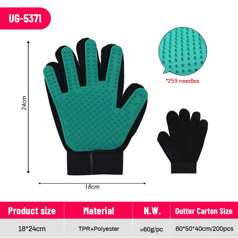 Hot Sell 2 in 1 Five Fingers Hair Removal Silicone Pet Cat Cleaning Hair Remover Grooming Deshedding and Bathing Brush Gloves