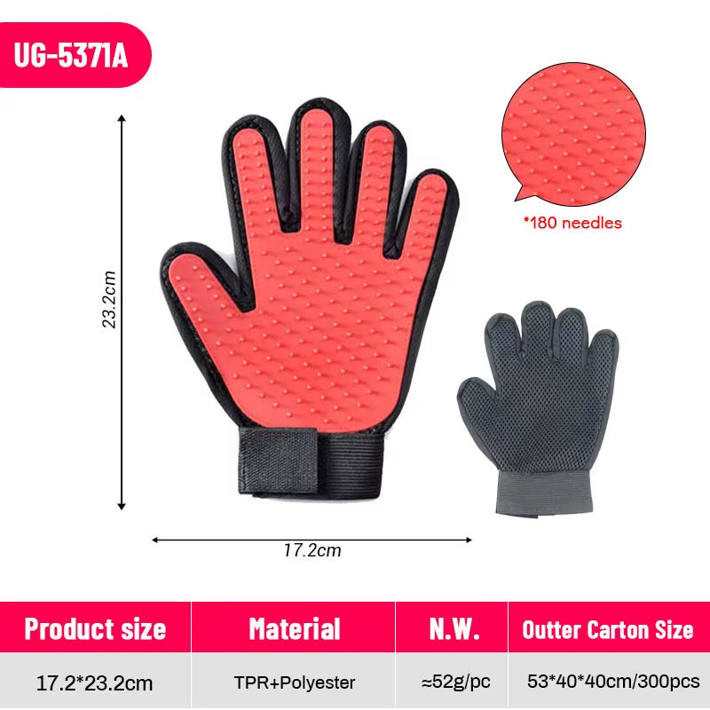 Hot Sell 2 in 1 Five Fingers Hair Removal Silicone Pet Cat Cleaning Hair Remover Grooming Deshedding and Bathing Brush Gloves
