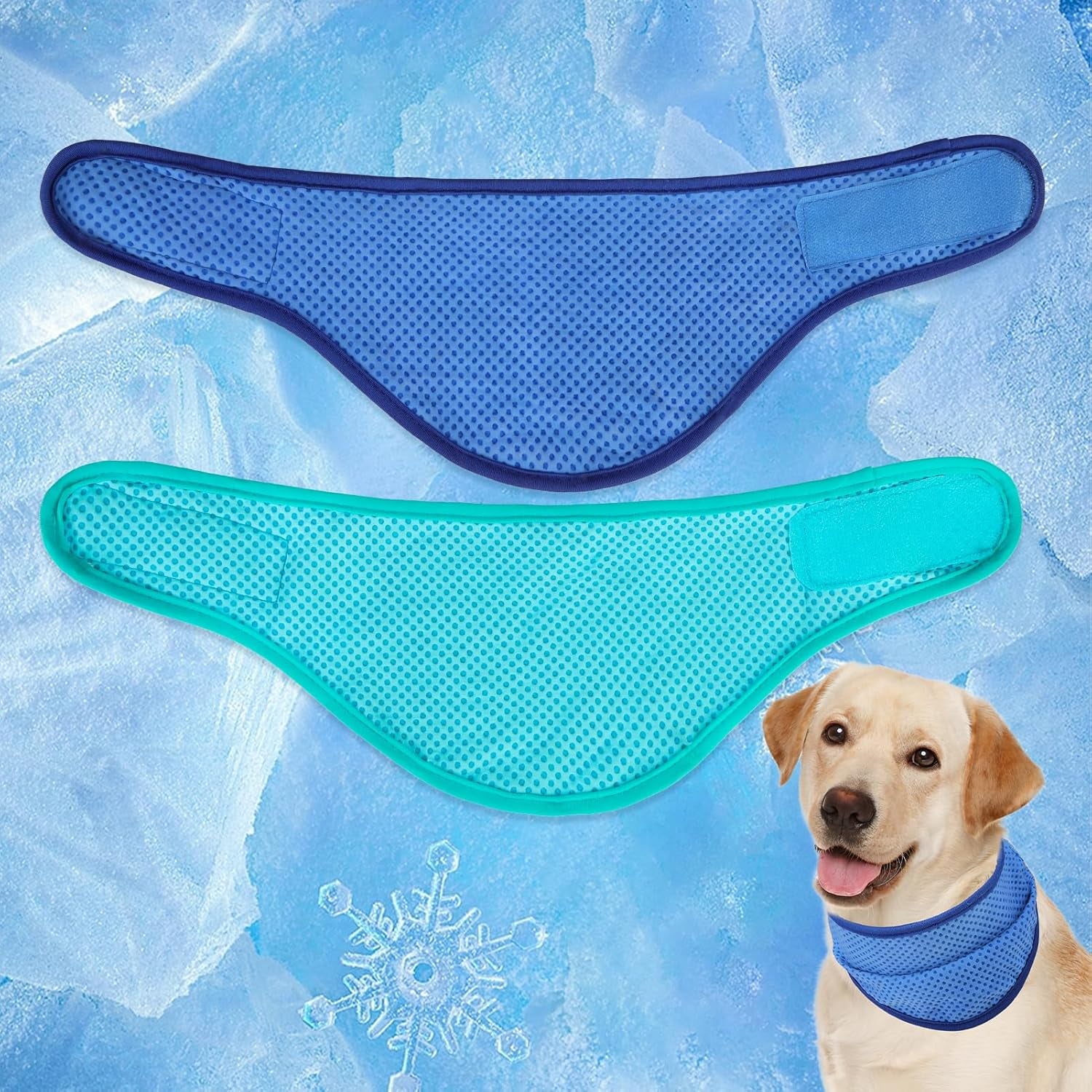 Dog Cooling Bandana - 2 Pack Instant Cooling Dog Bandanas, Chill Out Pet Cool Scarf Summer Essentials Ice Neck Cooler Wrap, Prevent Sunstroke for Small Medium Large Dogs, Navy Green L
