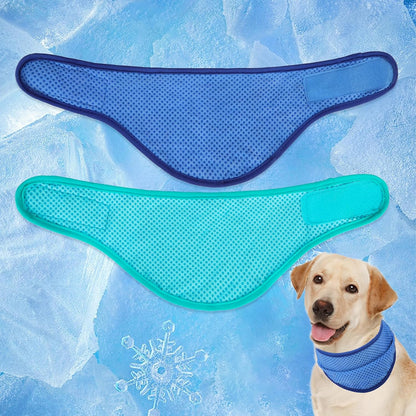 Dog Cooling Bandana - 2 Pack Instant Cooling Dog Bandanas, Chill Out Pet Cool Scarf Summer Essentials Ice Neck Cooler Wrap, Prevent Sunstroke for Small Medium Large Dogs, Navy Green L