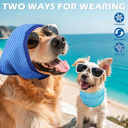 Dog Cooling Bandana - 2 Pack Instant Cooling Dog Bandanas, Chill Out Pet Cool Scarf Summer Essentials Ice Neck Cooler Wrap, Prevent Sunstroke for Small Medium Large Dogs, Navy Green L