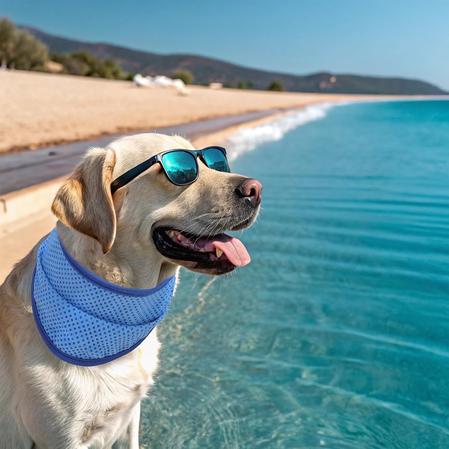 Dog Cooling Bandana - 2 Pack Instant Cooling Dog Bandanas, Chill Out Pet Cool Scarf Summer Essentials Ice Neck Cooler Wrap, Prevent Sunstroke for Small Medium Large Dogs, Navy Green L