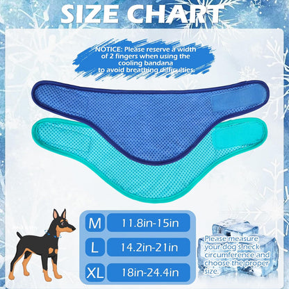 Dog Cooling Bandana - 2 Pack Instant Cooling Dog Bandanas, Chill Out Pet Cool Scarf Summer Essentials Ice Neck Cooler Wrap, Prevent Sunstroke for Small Medium Large Dogs, Navy Green L