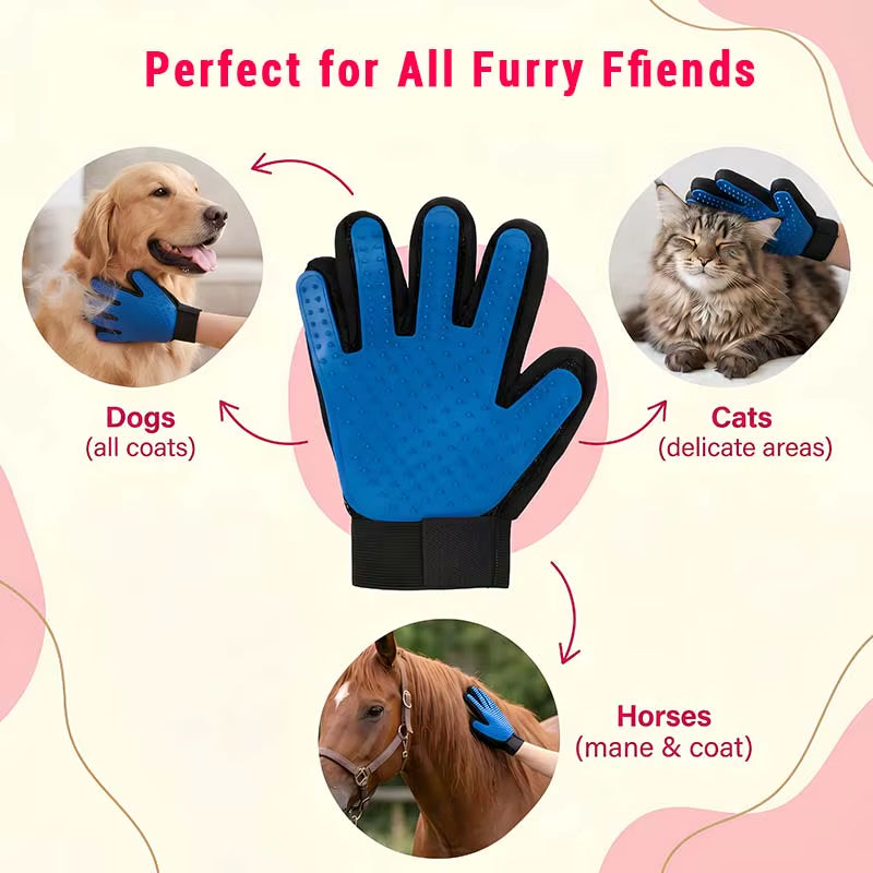 Hot Sell 2 in 1 Five Fingers Hair Removal Silicone Pet Cat Cleaning Hair Remover Grooming Deshedding and Bathing Brush Gloves